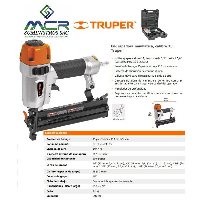 TRUPER - ENGRAPADORA NEUMÁTICA CALIBRE 18 13176 truper
