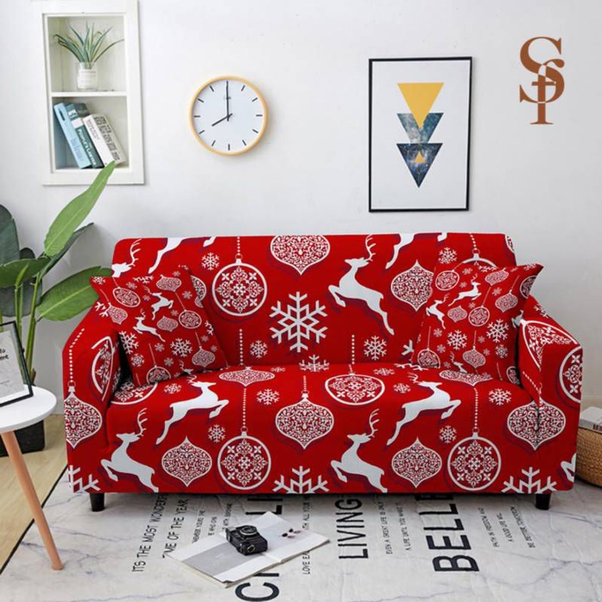 GENERICO - Funda de mueble 3-2-1 con  estampado navidad Reno