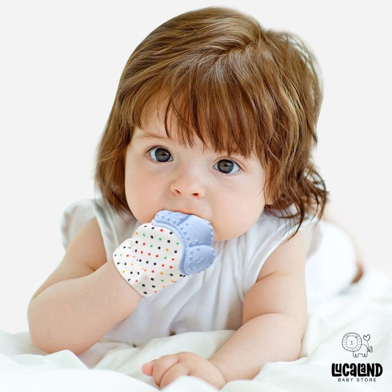 LUCALAND - Mordedor guante azul para bebés