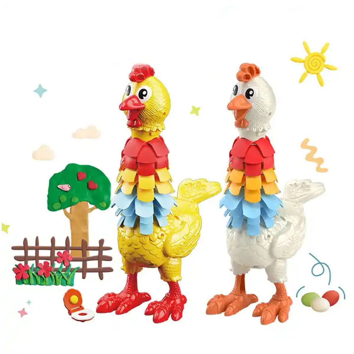 GENERICO - Juego Educativo Gallina para Colorear con Plastelina