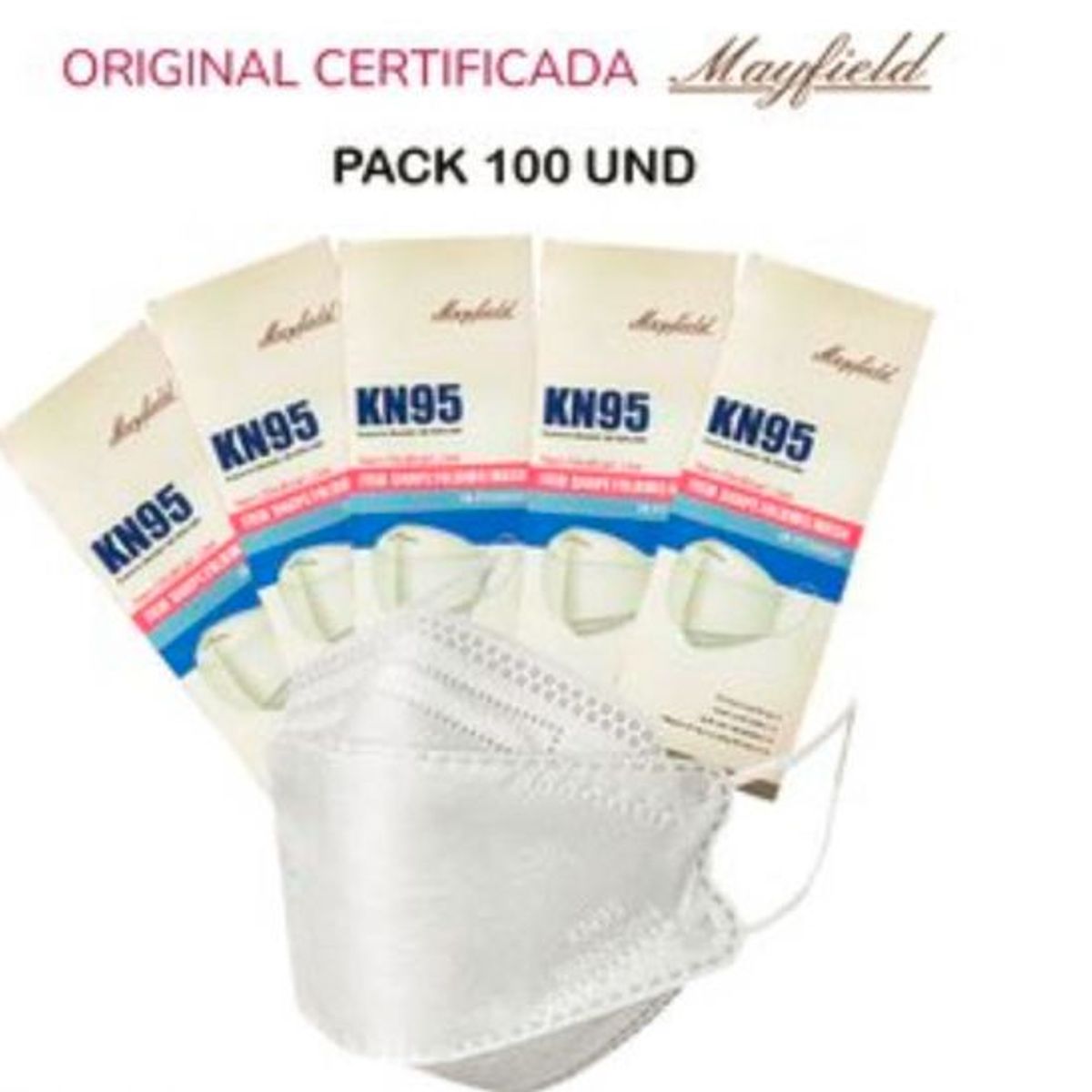 GENERICO - Mascarilla KN95 Fish Shape - Pack 100 Unidades Blanco