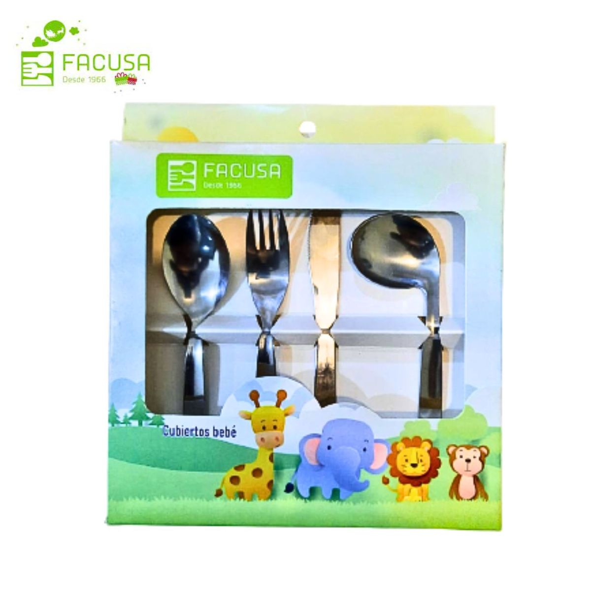 FACUSA - Juego de Cubiertos para Bebé 4 Piezas Facusa Acero inoxidable