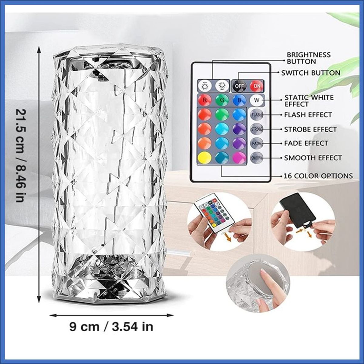 GENERICO - Lampara diamante con 16 tonalidades de color