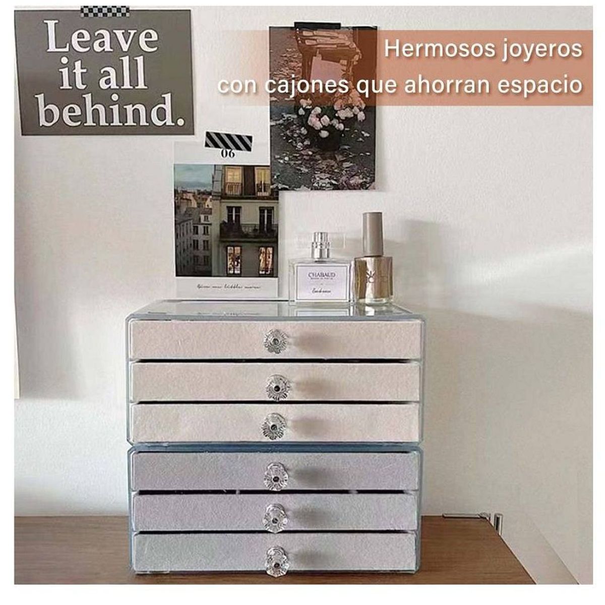 GENERICO - Organizador Acrílico para Joyas, Transparente con 3 Cajones  Gris