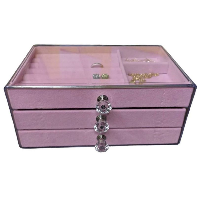 GENERICO - Joyero Organizador De Joyas Cofre Pulseras Relojes 3 Niveles Rosado