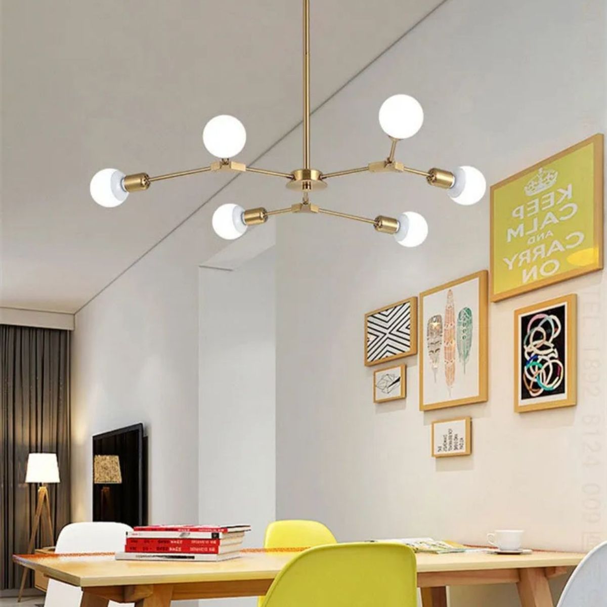 GENERICO - Lámpara de techo begonia dorado incluye 6 focos tricolor