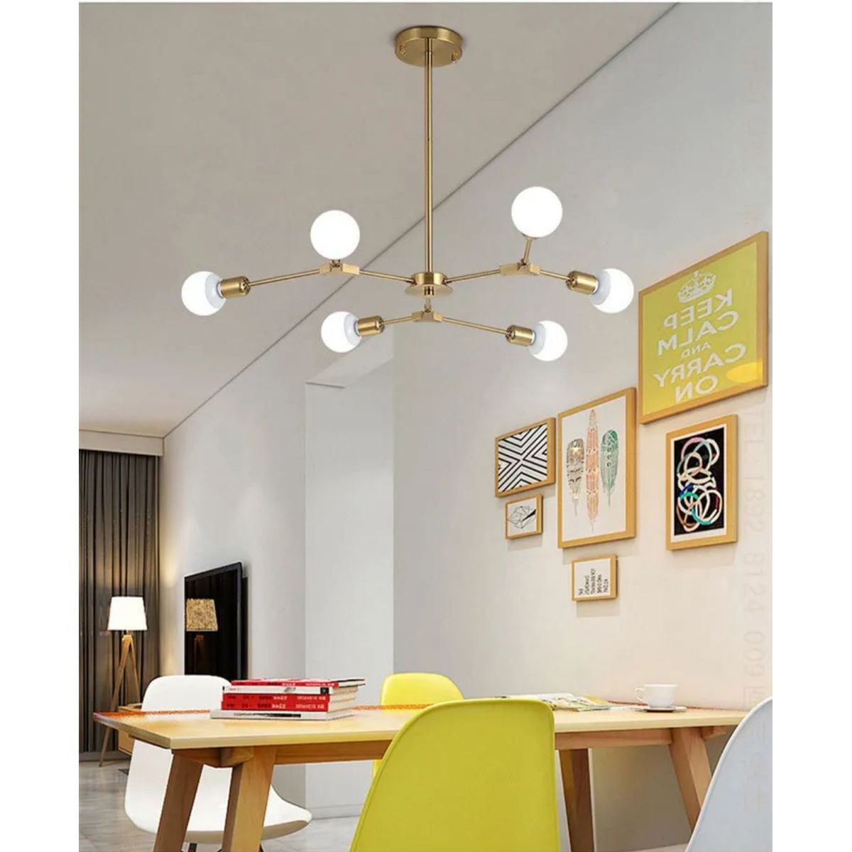 GENERICO - Lámpara de techo begonia dorado incluye 6 focos tricolor