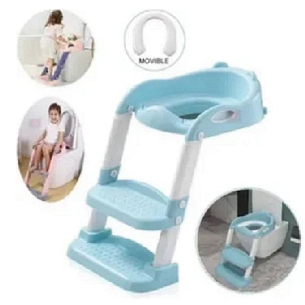 GENERICO - Inodoro Asiento Infantil Niño Con Escalera  Celeste