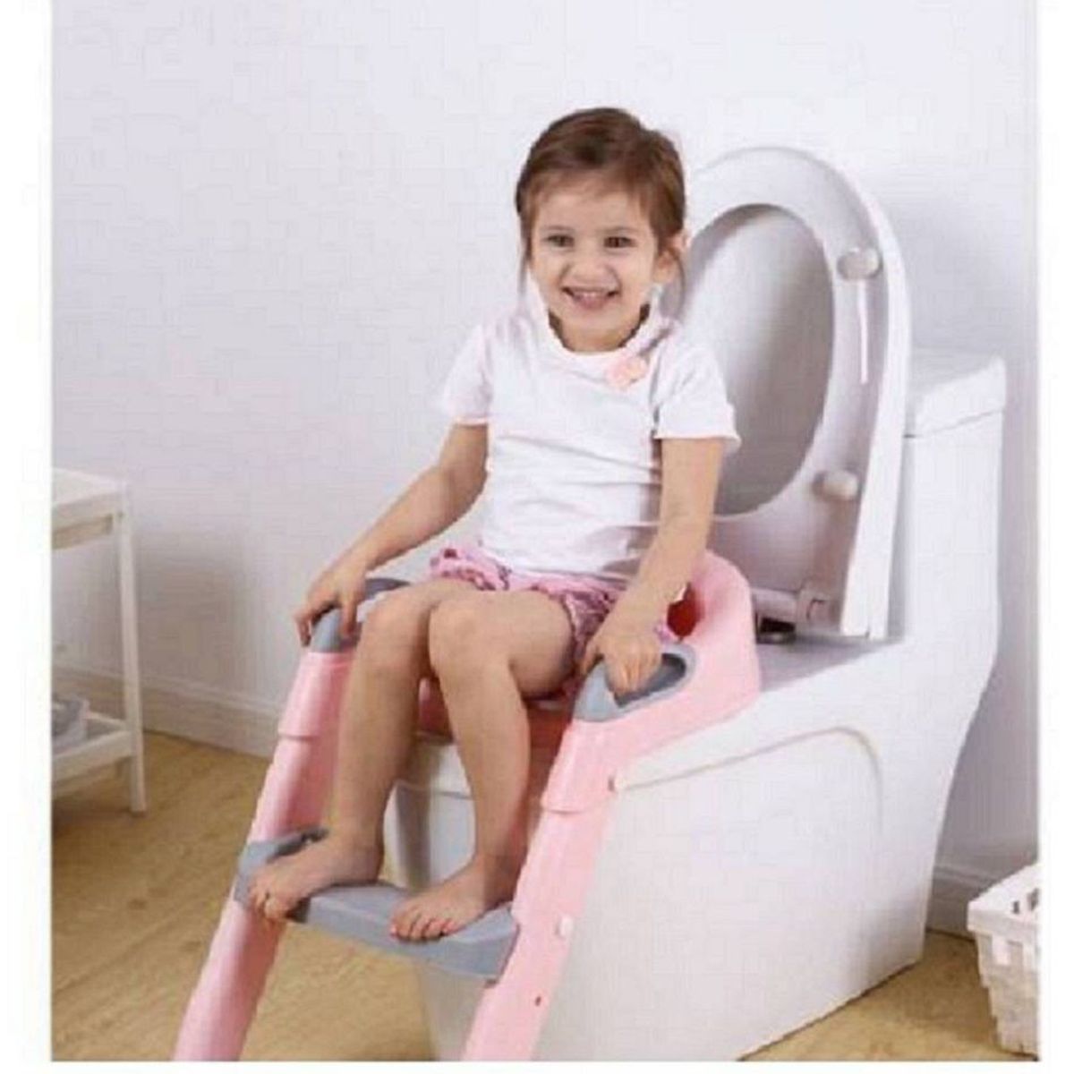 GENERICO - Asiento Entrenamiento Para Niños con Escalera Rosado