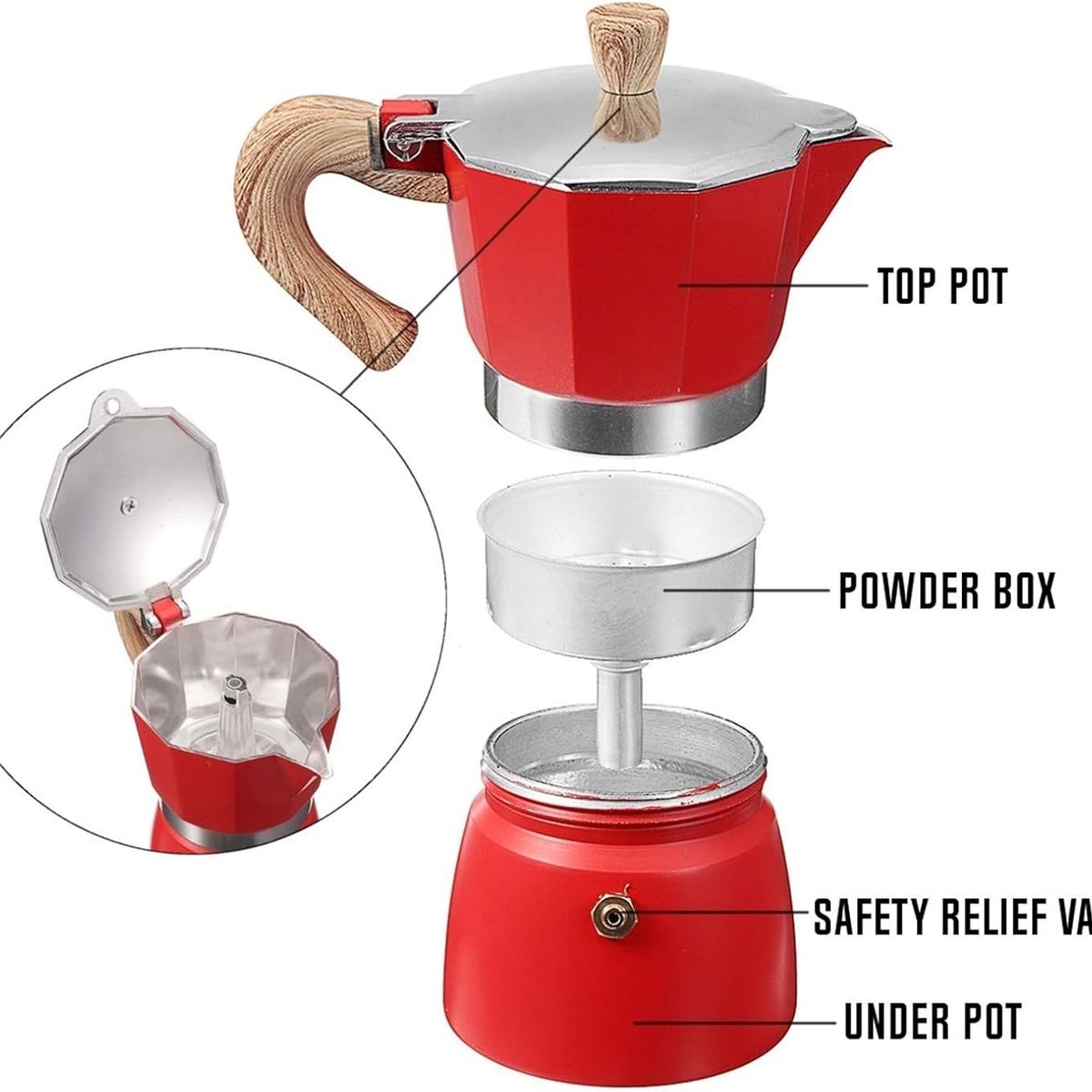 GENERICO - Moka italiana roja +  cocina eléctrica