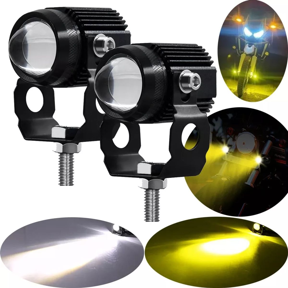 GENERICO - Par Faro Led Exploradora Laser Blanco Amarillo Moto Auto 60w