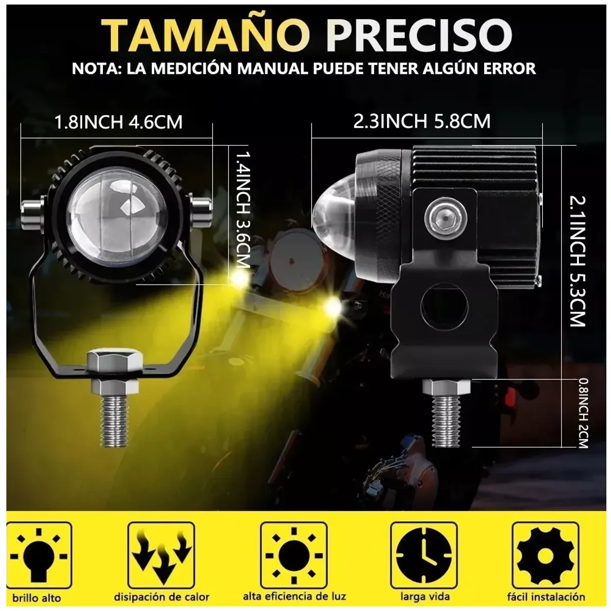 GENERICO - Par Faro Led Exploradora Laser Blanco Amarillo Moto Auto 60w