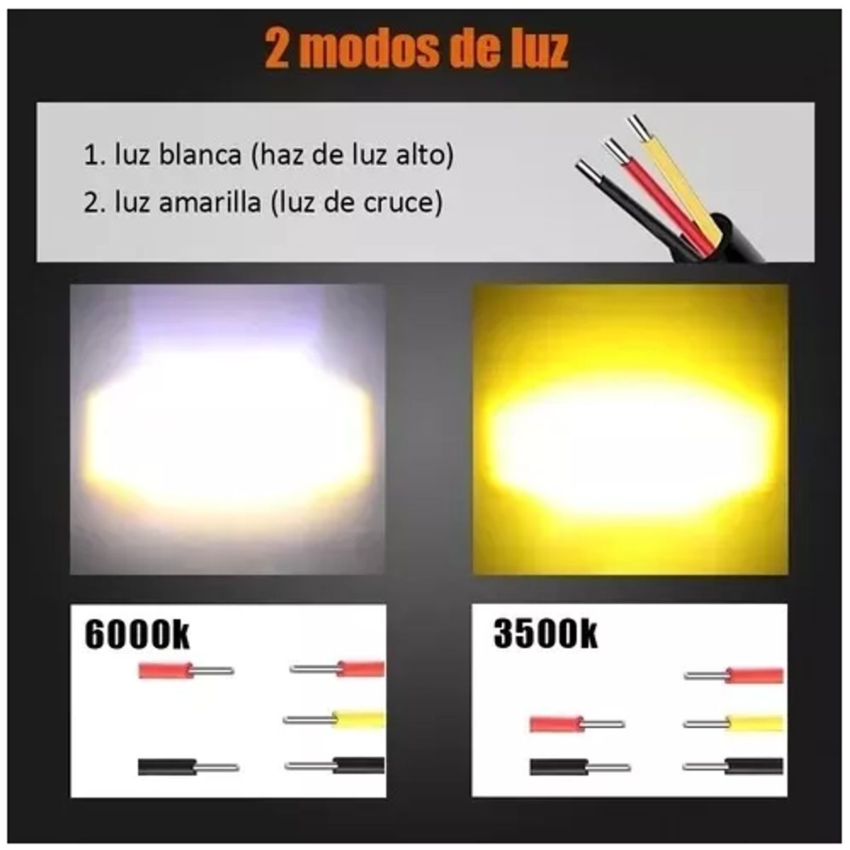 GENERICO - Par Faro Led Exploradora Laser Blanco Amarillo Moto auto 80w