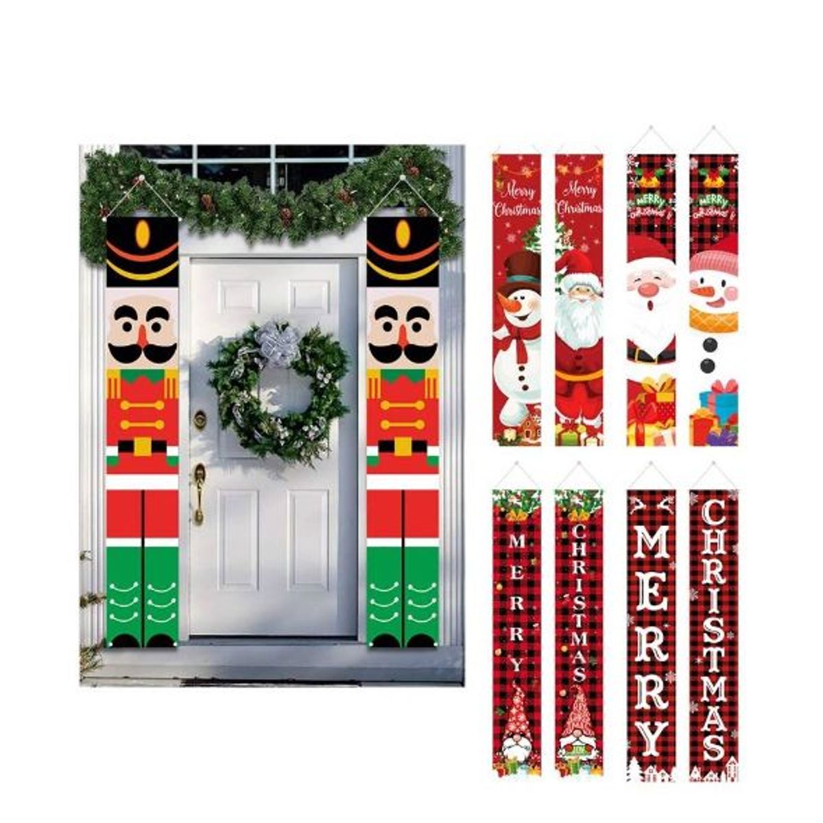 GENERICO - Banderines decorativos para navidad colgantes navideños de puerta 2pcs