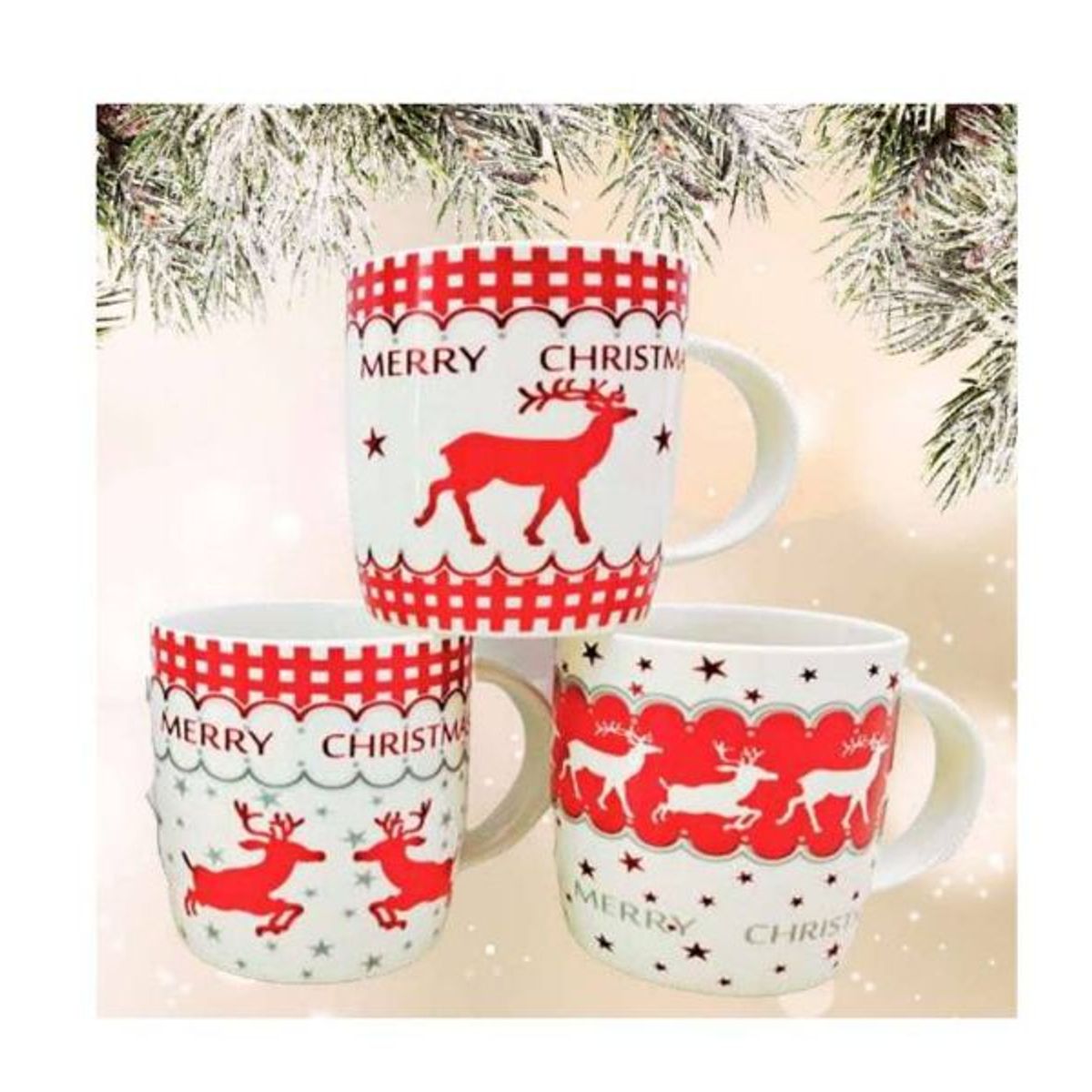 GENERICO - 4 Taza De Navidad Navideño Cerámica