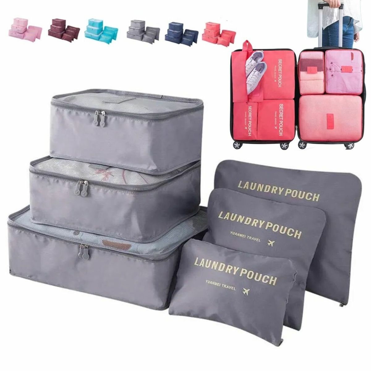 GENERICO - Set Organizadores de Maleta Bolsas Impermeable para Viaje  6PCS