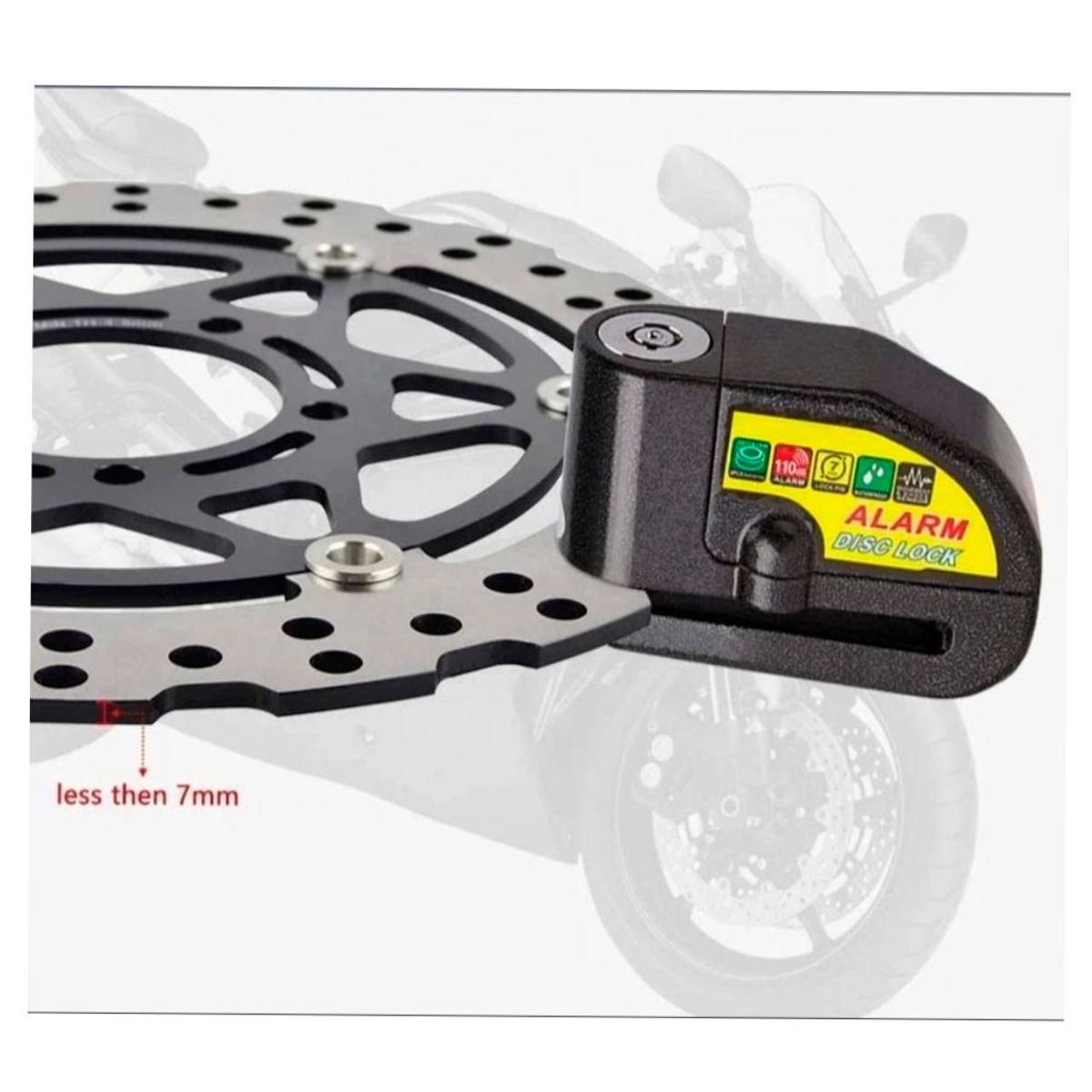 GENERICO - Candado Antirobo de Disco Con Alarma Seguridad Moto Bicicletas Scooter