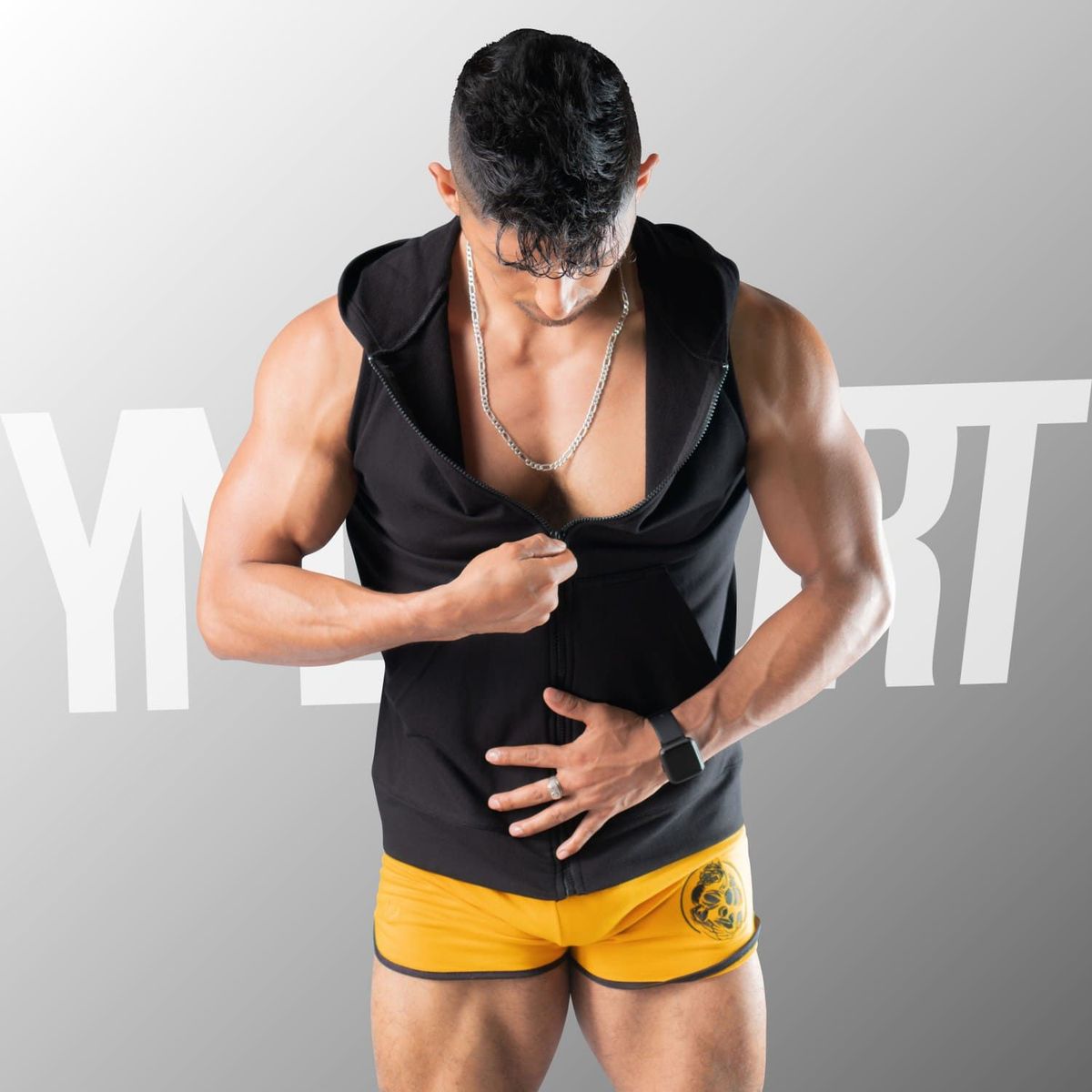 YML SPORT - Chaleco con Capucha Hombre - Chaleco GYM Negro - YML SPORT