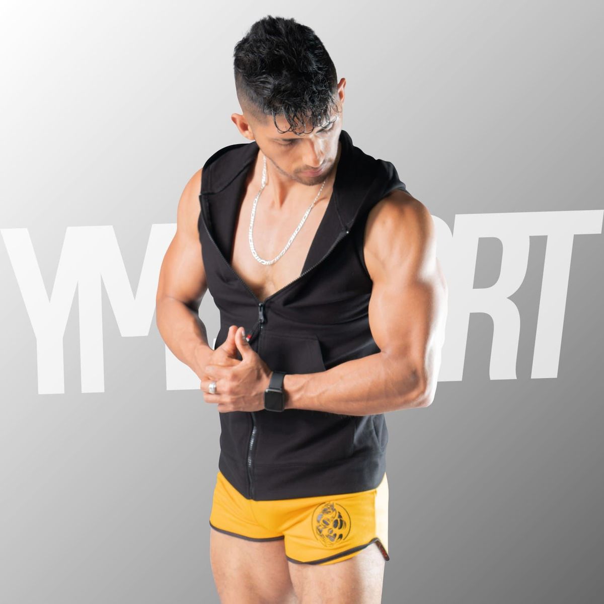 YML SPORT - Chaleco con Capucha Hombre - Chaleco GYM Negro - YML SPORT