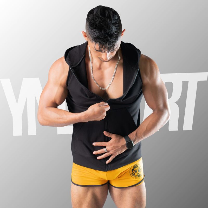 YML SPORT - Chaleco con Capucha Hombre - Chaleco GYM Negro - YML SPORT
