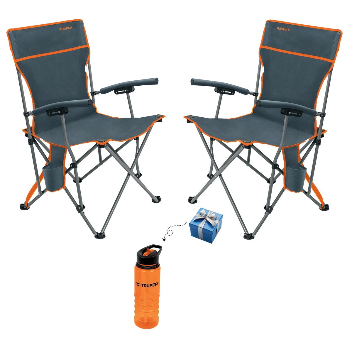 TRUPER - Silla de playa camping portátil plegable 2 unidades, TRUPER