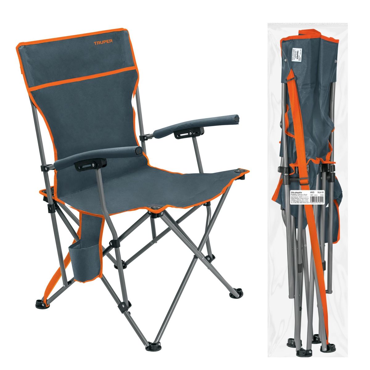 TRUPER - Silla de playa camping portátil plegable 2 unidades, TRUPER