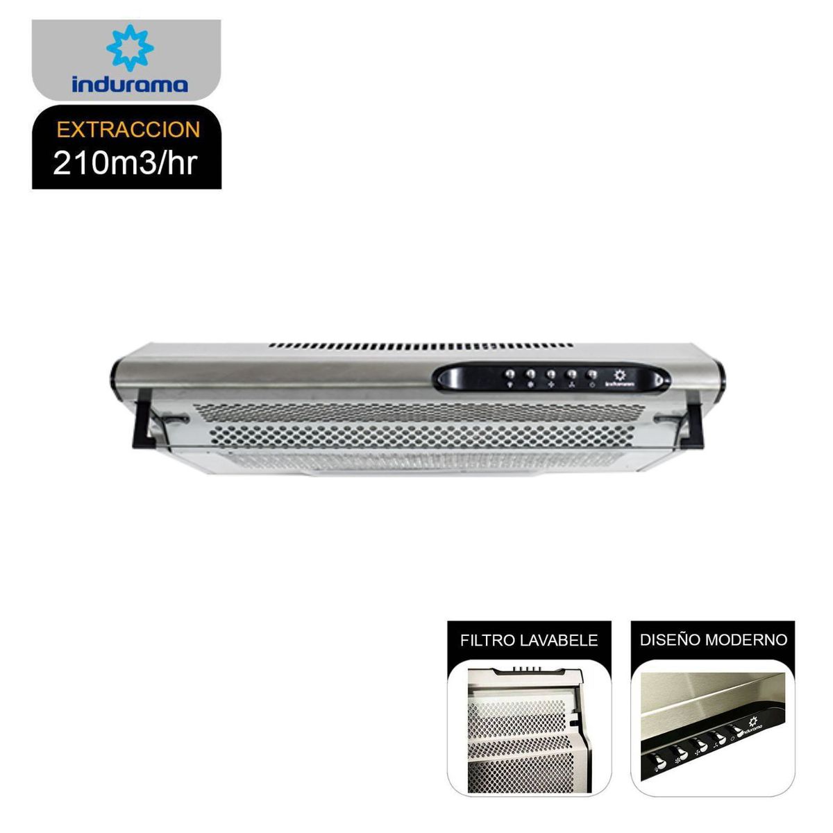 INDURAMA - Campana Extractora Indurama 3 Velocidades CEI-602CRP