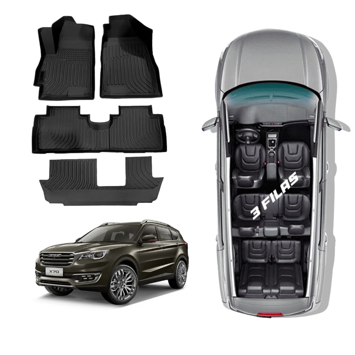 GENERICO - PISO TPE 5D JETOUR X70 3 FILAS 2020-2024