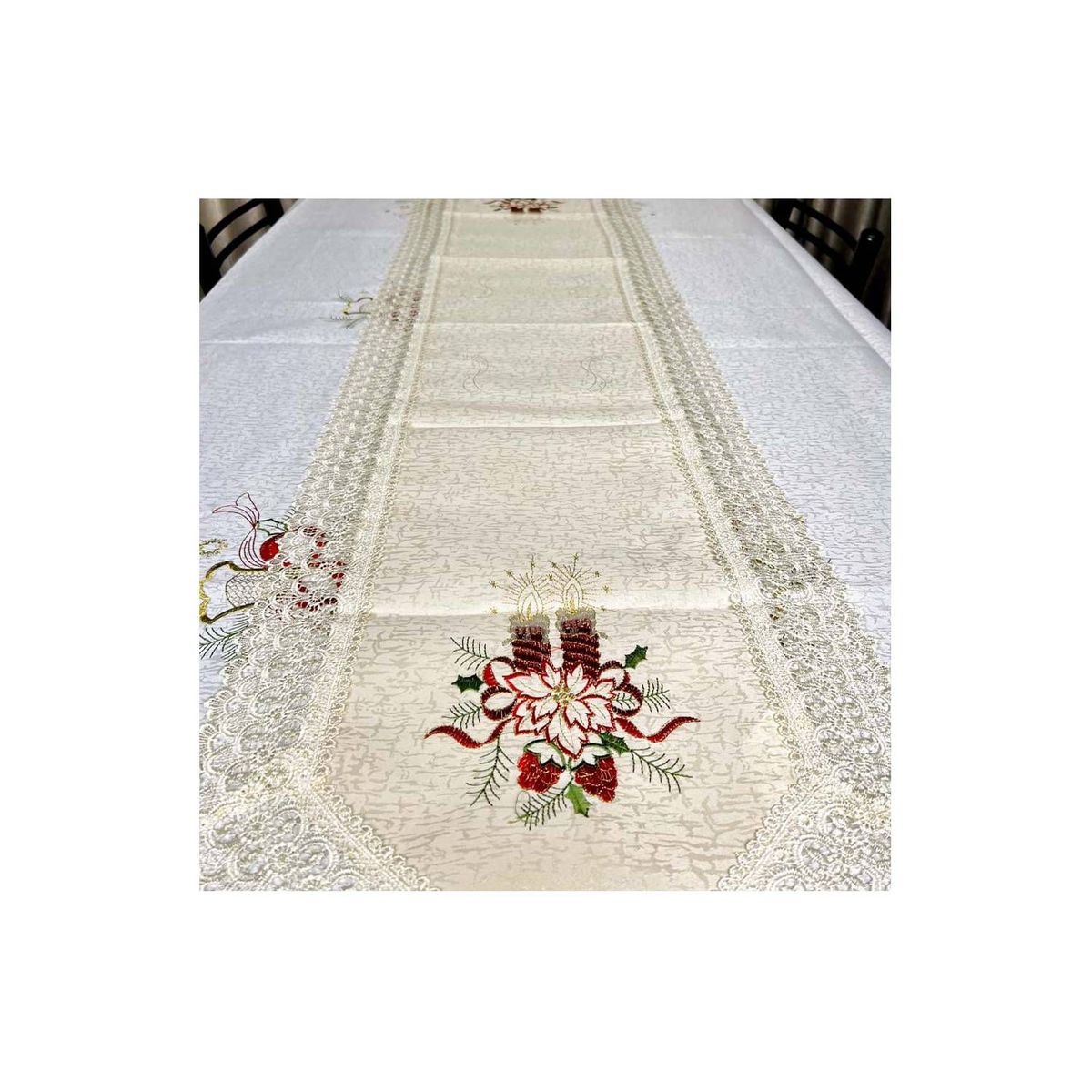 GENERICO - Camino de Mesa Navideño de Organza 180CM Mantel de mesa de Navidad