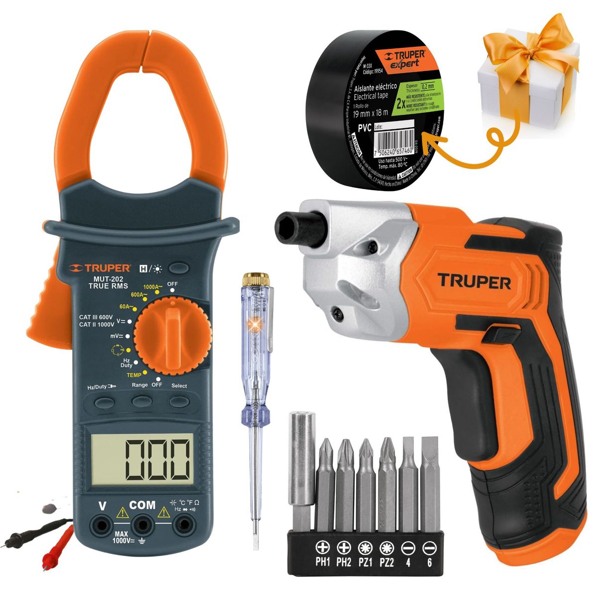 TRUPER - kit pinza amperimétrica industrial Destornillador inalámbrico Truper