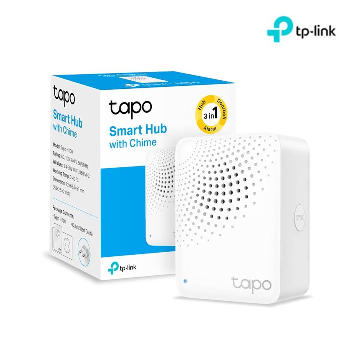 TP LINK - Hub Inteligente TP-Link Tapo H100 con Alarma Hasta 64 Dispositivos