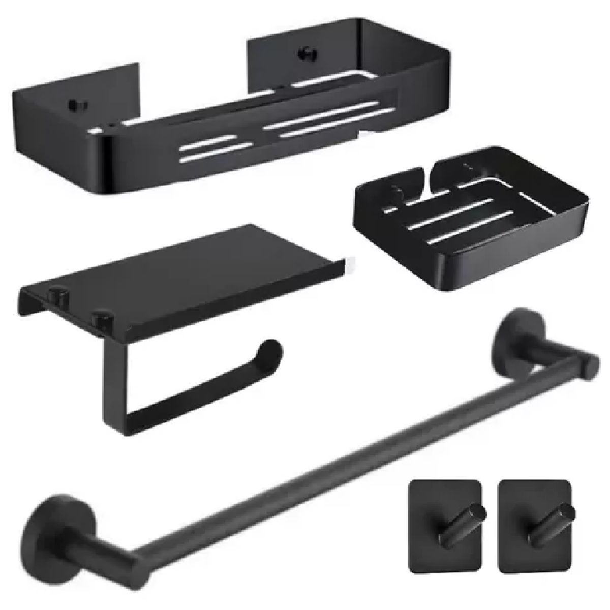 GENERICO - Sets X 6pzs Accesorios Para Baño Acero Inoxidable Black Mat
