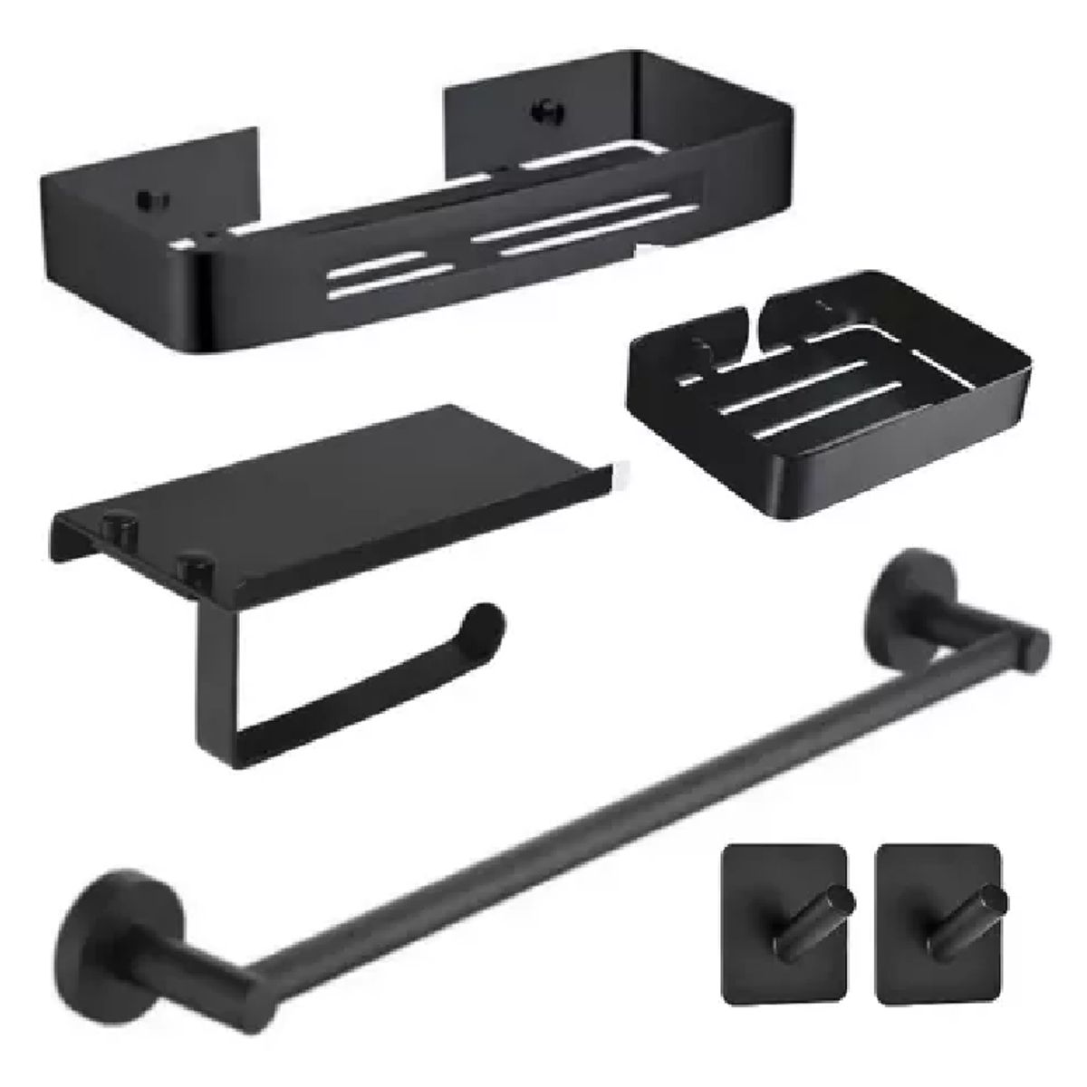 GENERICO - Sets X 6pzs Accesorios Para Baño Acero Inoxidable Black Mat