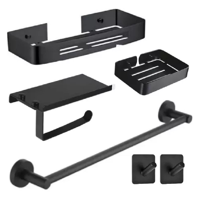 GENERICO - Sets X 6pzs Accesorios Para Baño Acero Inoxidable Black Mat