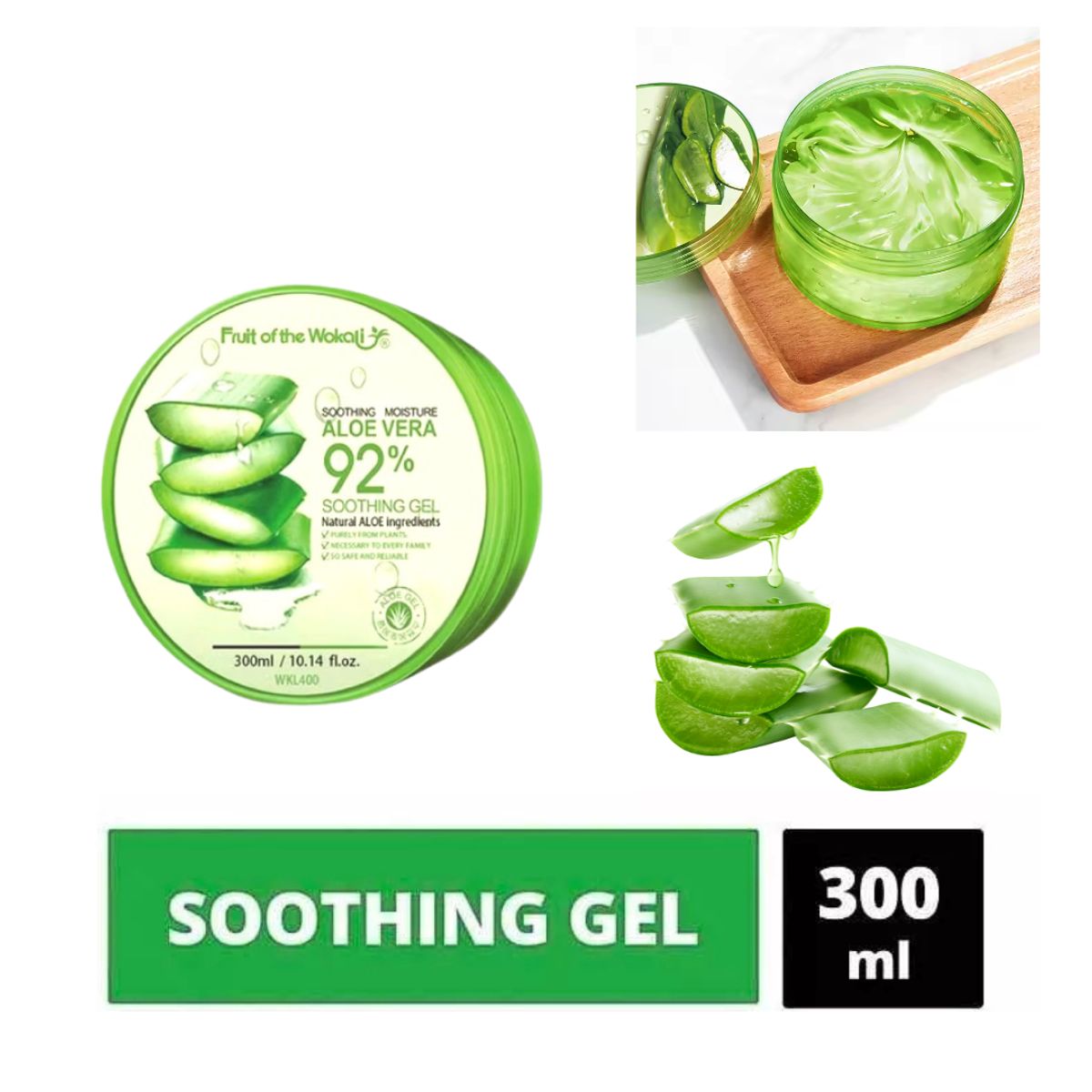 GENERICO - Gel Hidratante 92% Aloe Vera 300 ML. Wokali