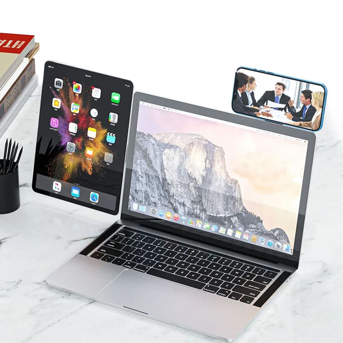 S&T - Soporte Holder de Celular PLaptop Corporativos Aluminio HS610 BLACK