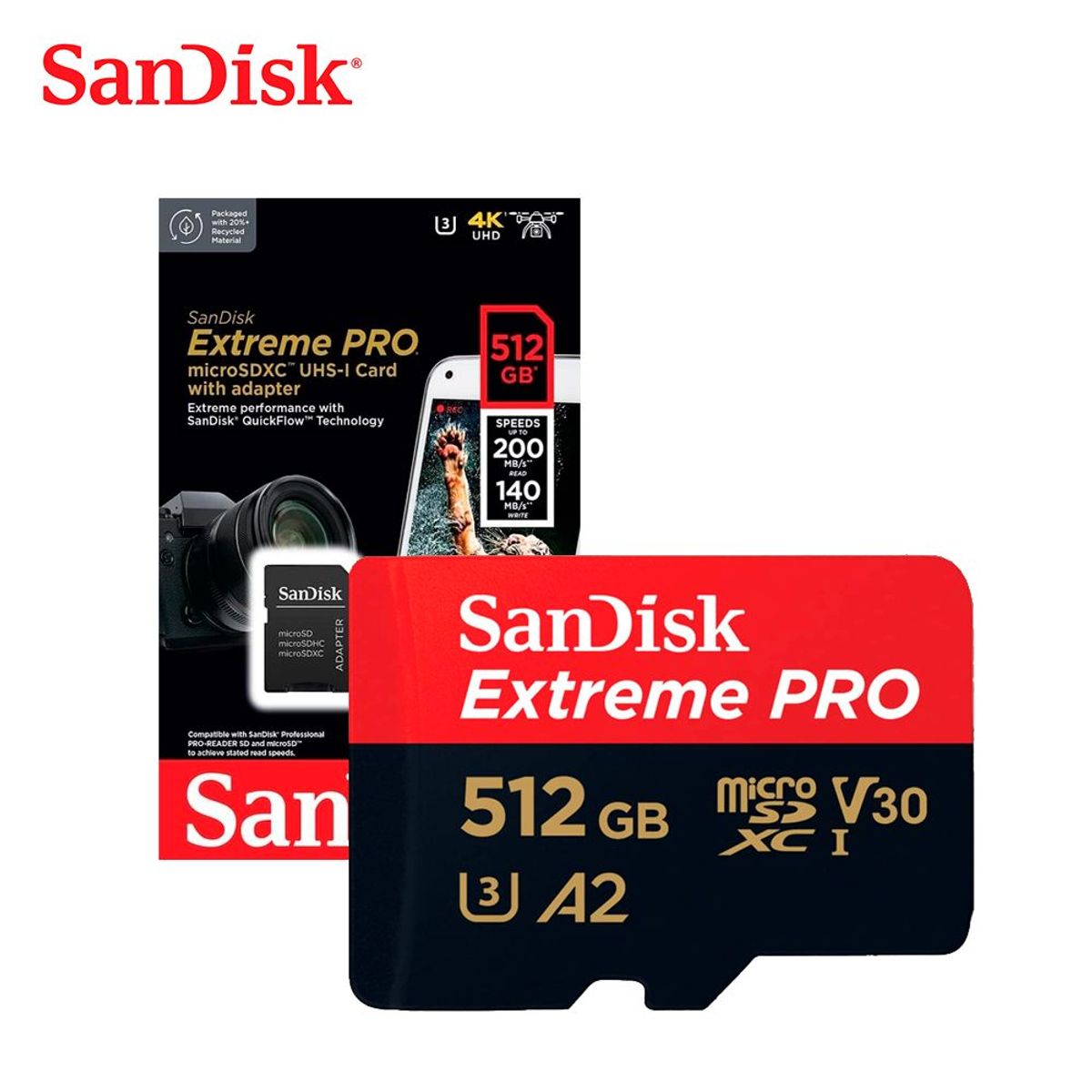 SANDISK - Memoria MICRO SD SANDISK EXTREME PRO 512GB de 200mbs