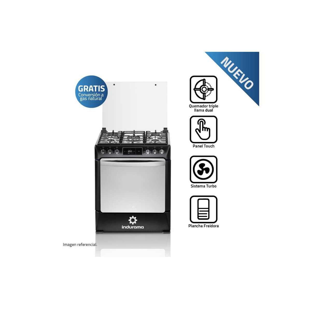 INDURAMA - COCINA INDURAMA NIZA 5 HORNILLAS NEGRO