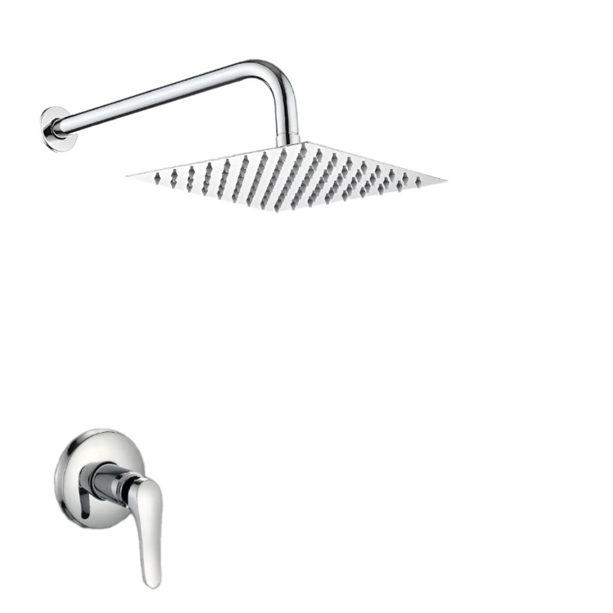 IMPORTADO MC - KIT DE DUCHA  8 PULGADAS ACERO CROMADO CON LLAVE AGUA FRIA