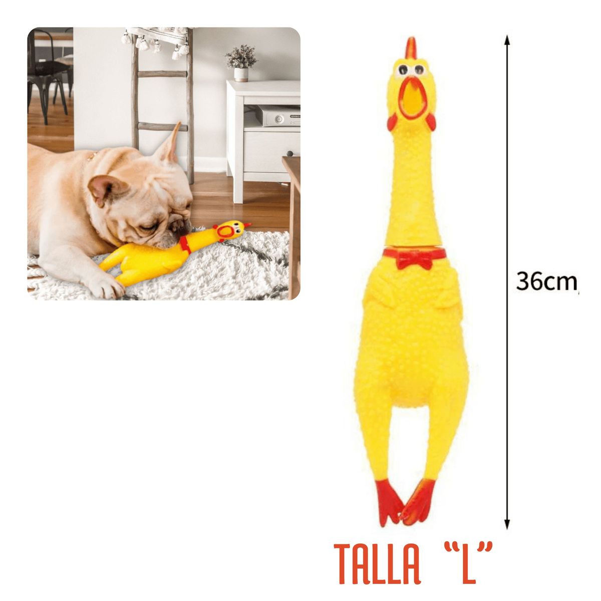 GENERICO - POLLO CHILLON GRANDE-TALLA L JUGUETE PERROS