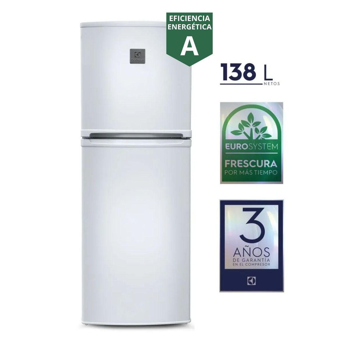 ELECTROLUX - Refrigeradora Electrolux 138 Lts. Top Freezer Blanco  ERT18G2HNW