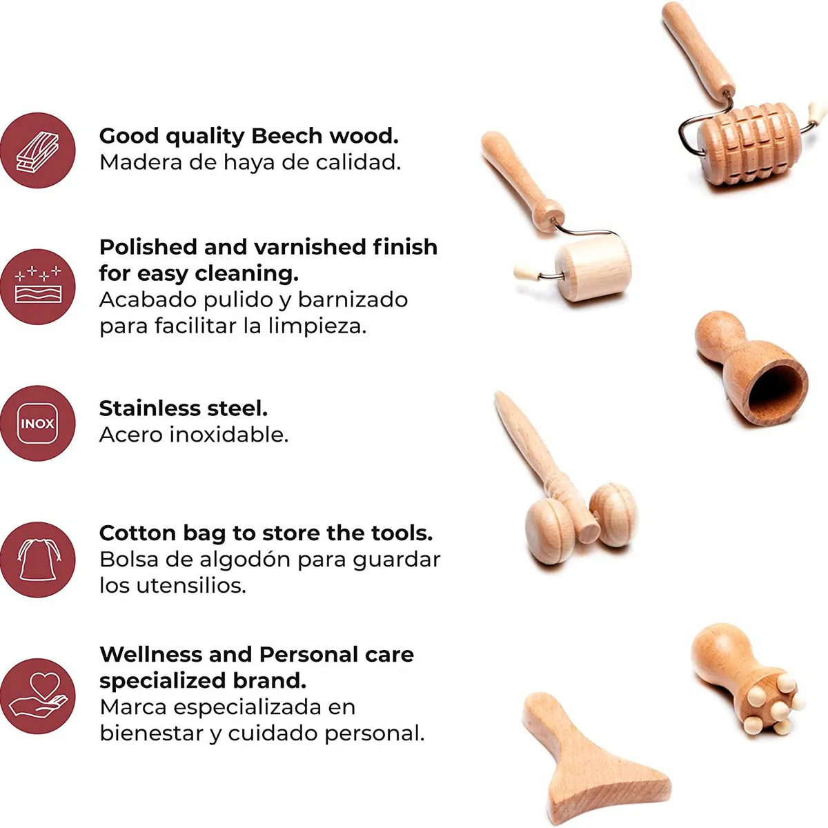 PERUMASSAGE - Kit Maderoterapia Facial de 6 Piezas