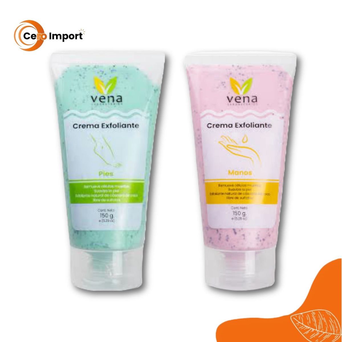 GENERICO - PACK Crema Exfoliante para Pies – Exfoliante para Manos VENA 150 gr