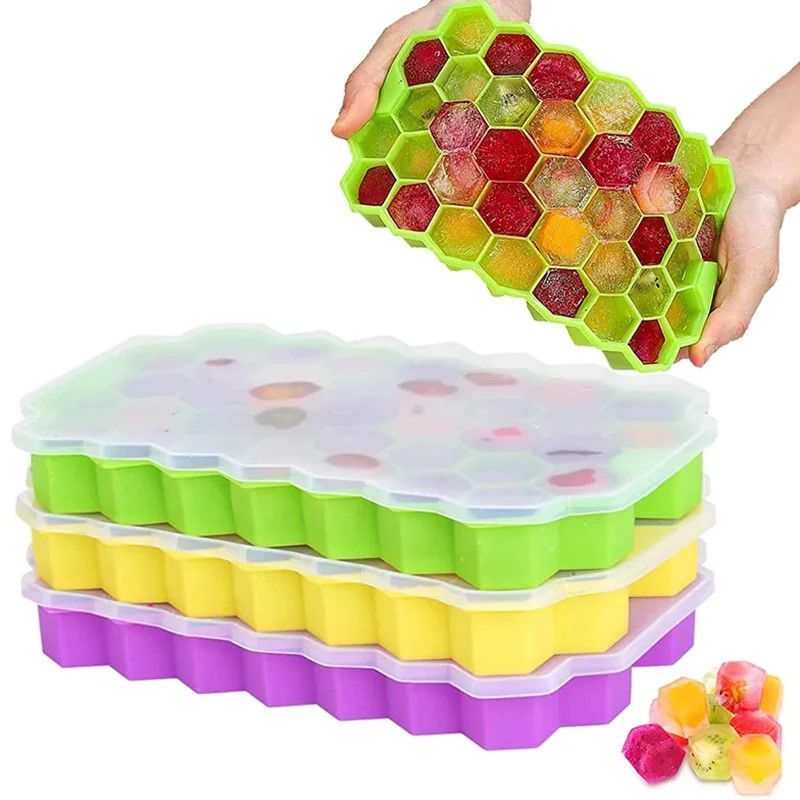 GENERICO - CUBETA PARA HIELO DE SILICONA CON TAPA MODELO PANAL