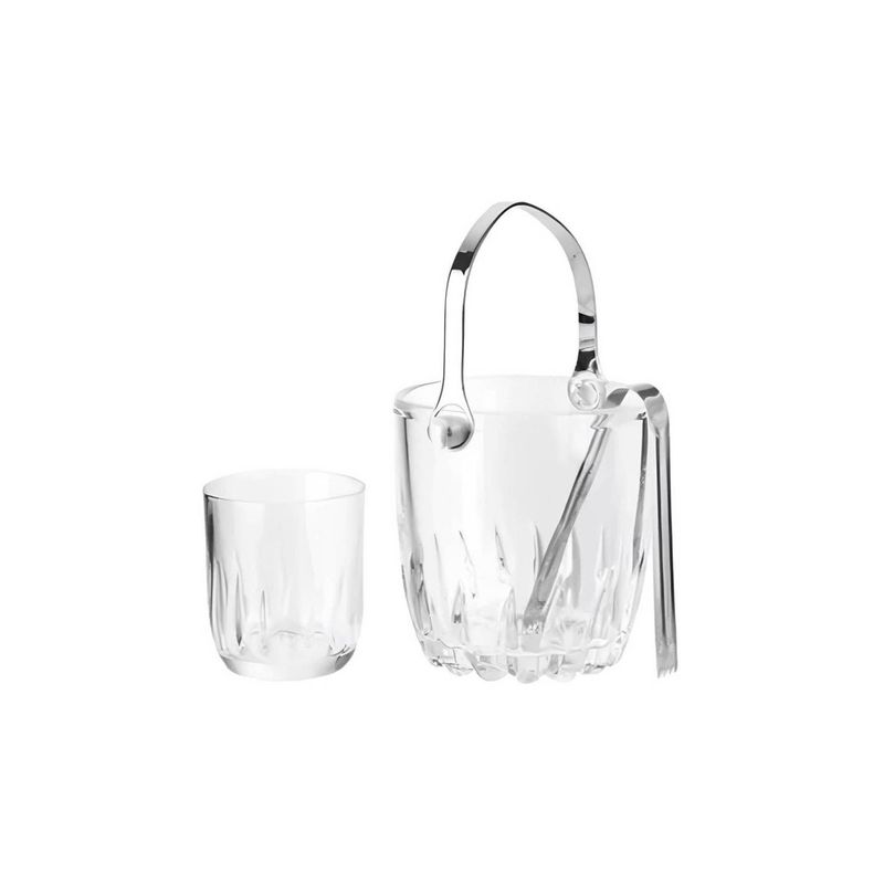 GENERICO - Set Hielera de Vidrio mas 4 Vasos Elegantes