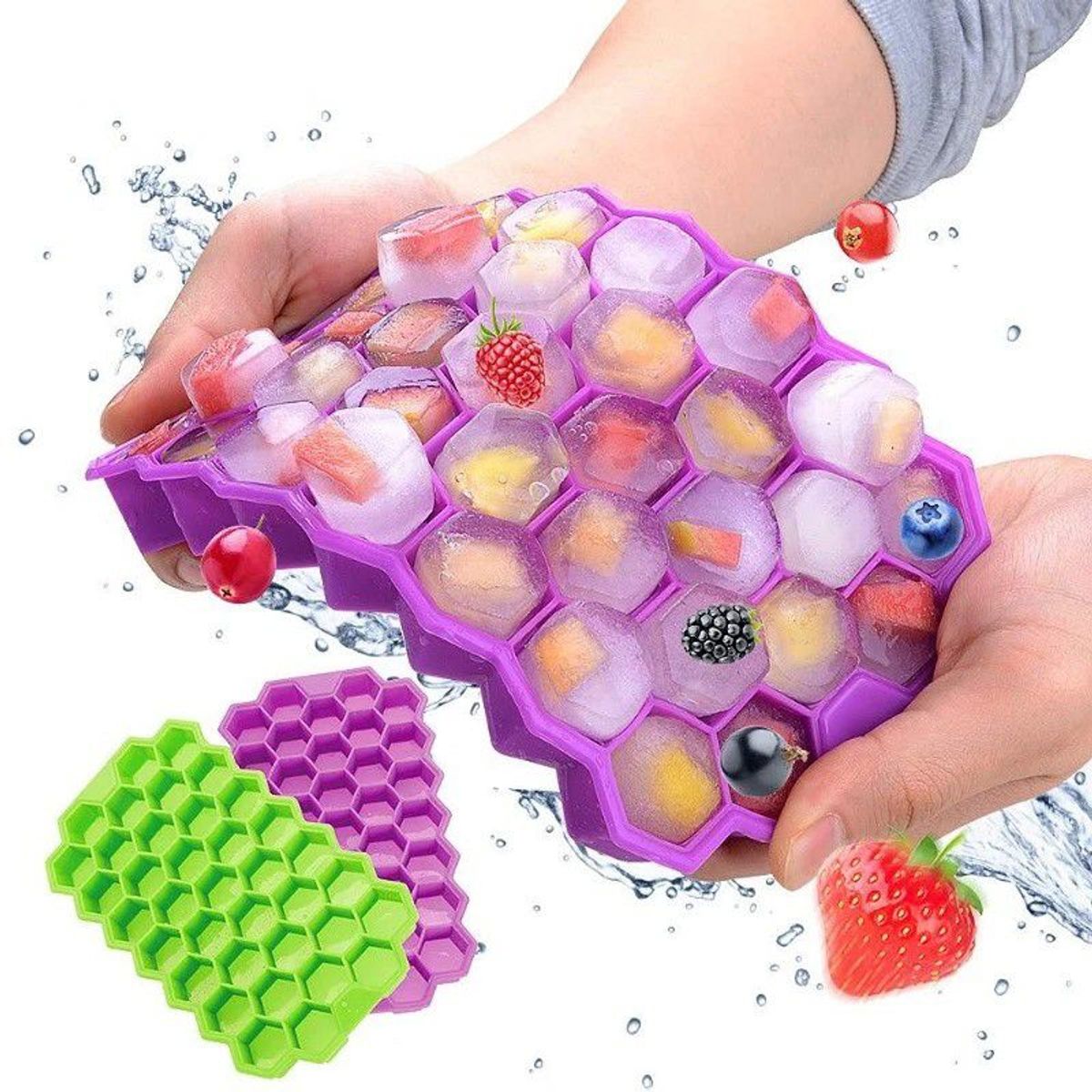 GENERICO - PACK 2 CUBETAS PARA HIELO DE SILICONA TIPO PANAL