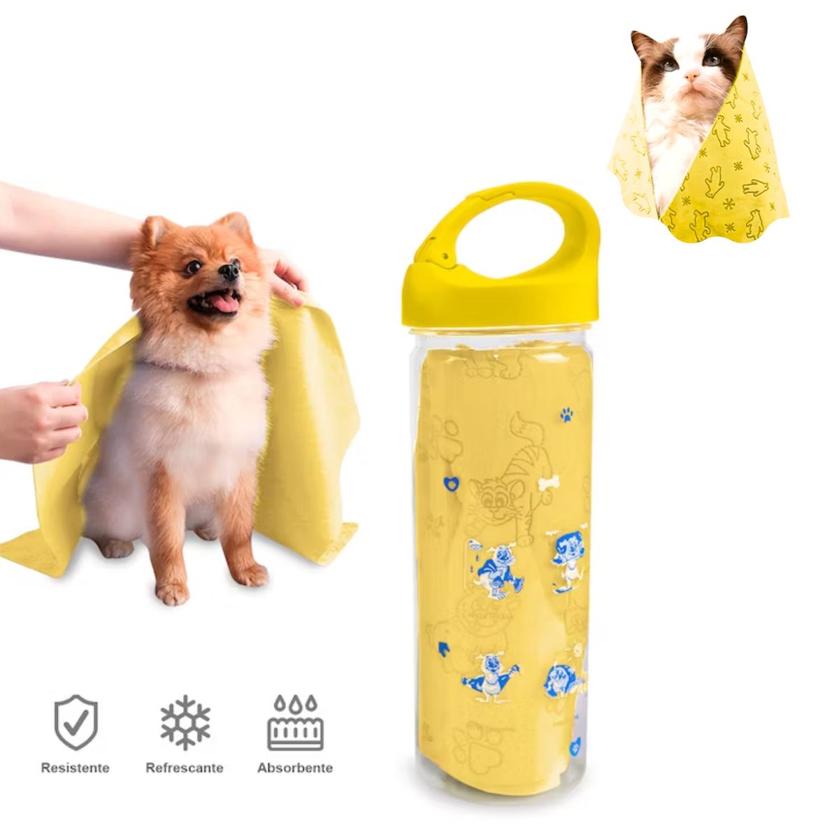 GENERICO - TOALLA MULTIFUNCIONAL ABSORBENTE PARA MASCOTA AMARILLO