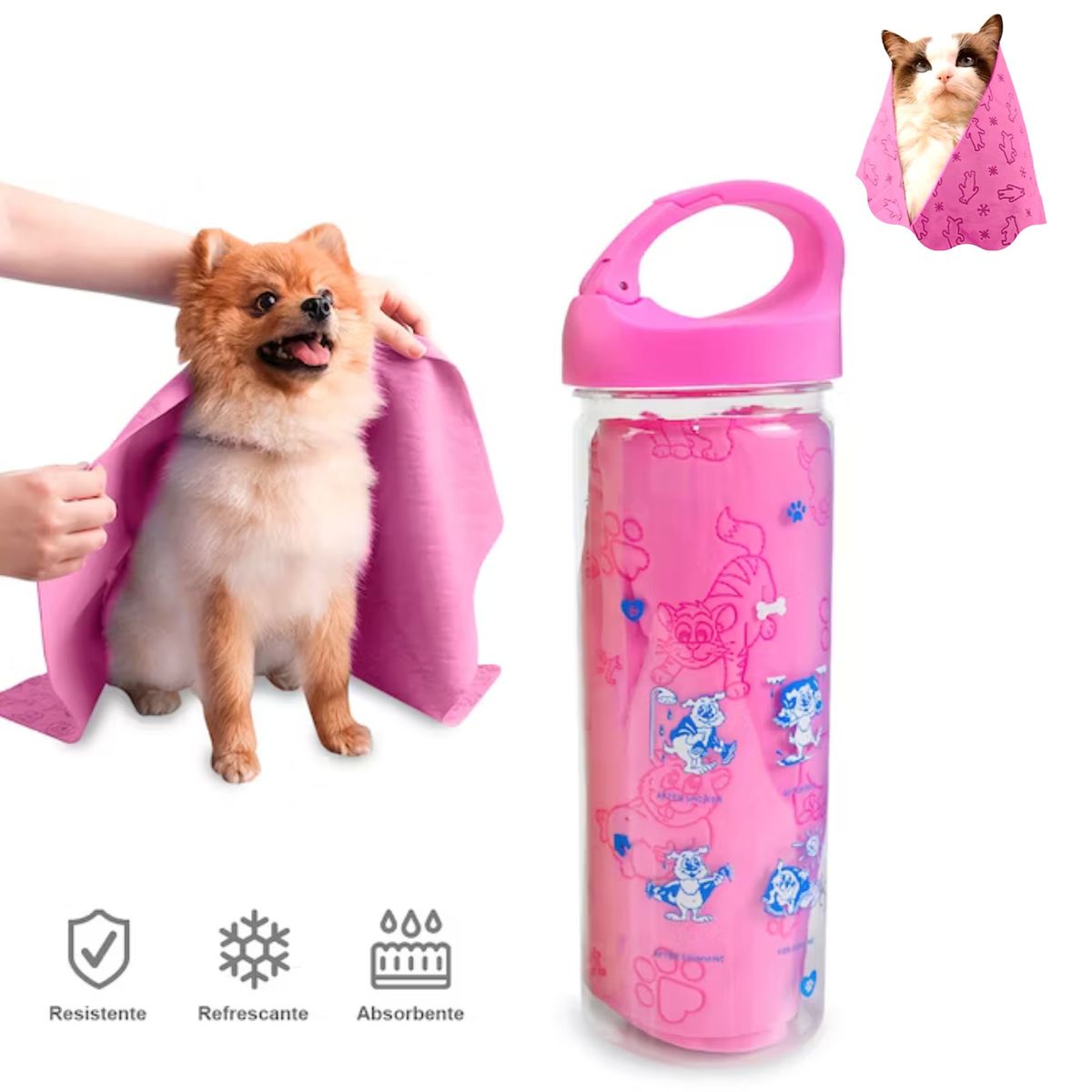 GENERICO - TOALLA MULTIFUNCIONAL ABSORBENTE PARA MASCOTA ROSADO