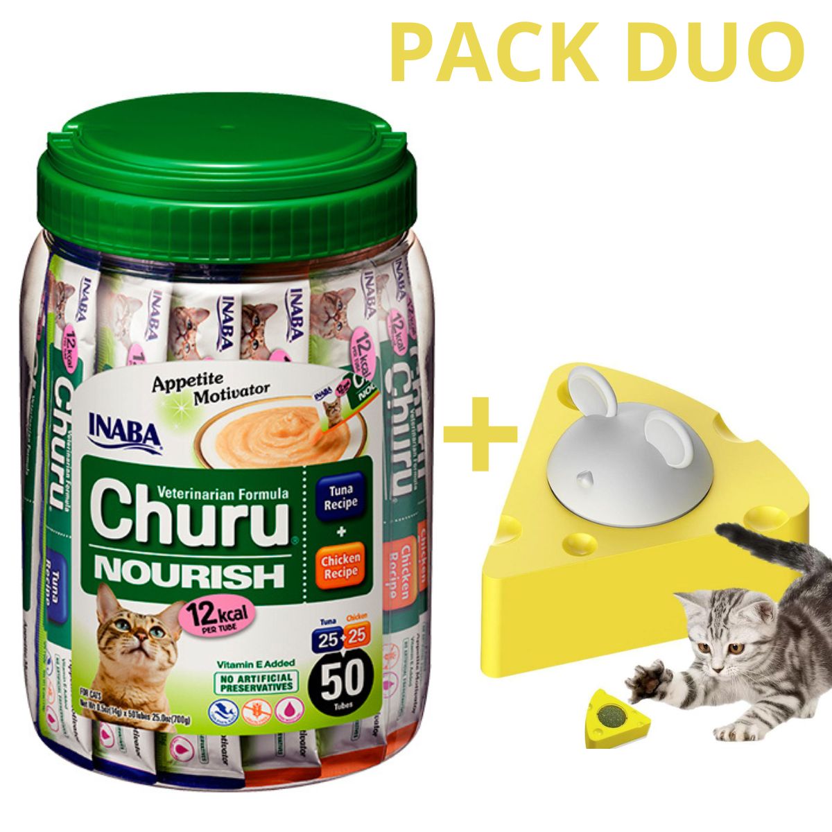 CHURU - DUO CHURU VET NOURISH-ATUN POLLO 50 U (PACK CATNIP 3)