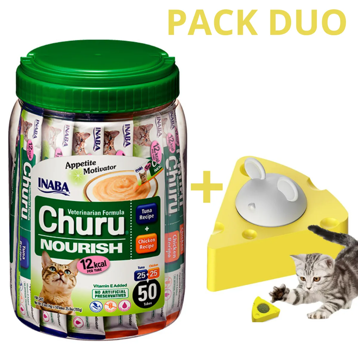 CHURU - DUO CHURU VET NOURISH-ATUN POLLO 50 U (PACK CATNIP 3)
